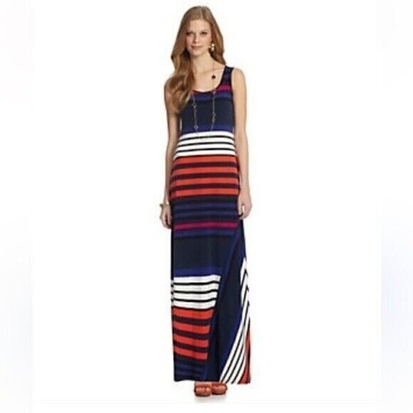 Calvin Klein Striped Maxi Dress Size 4 - Picture 1 of 8
